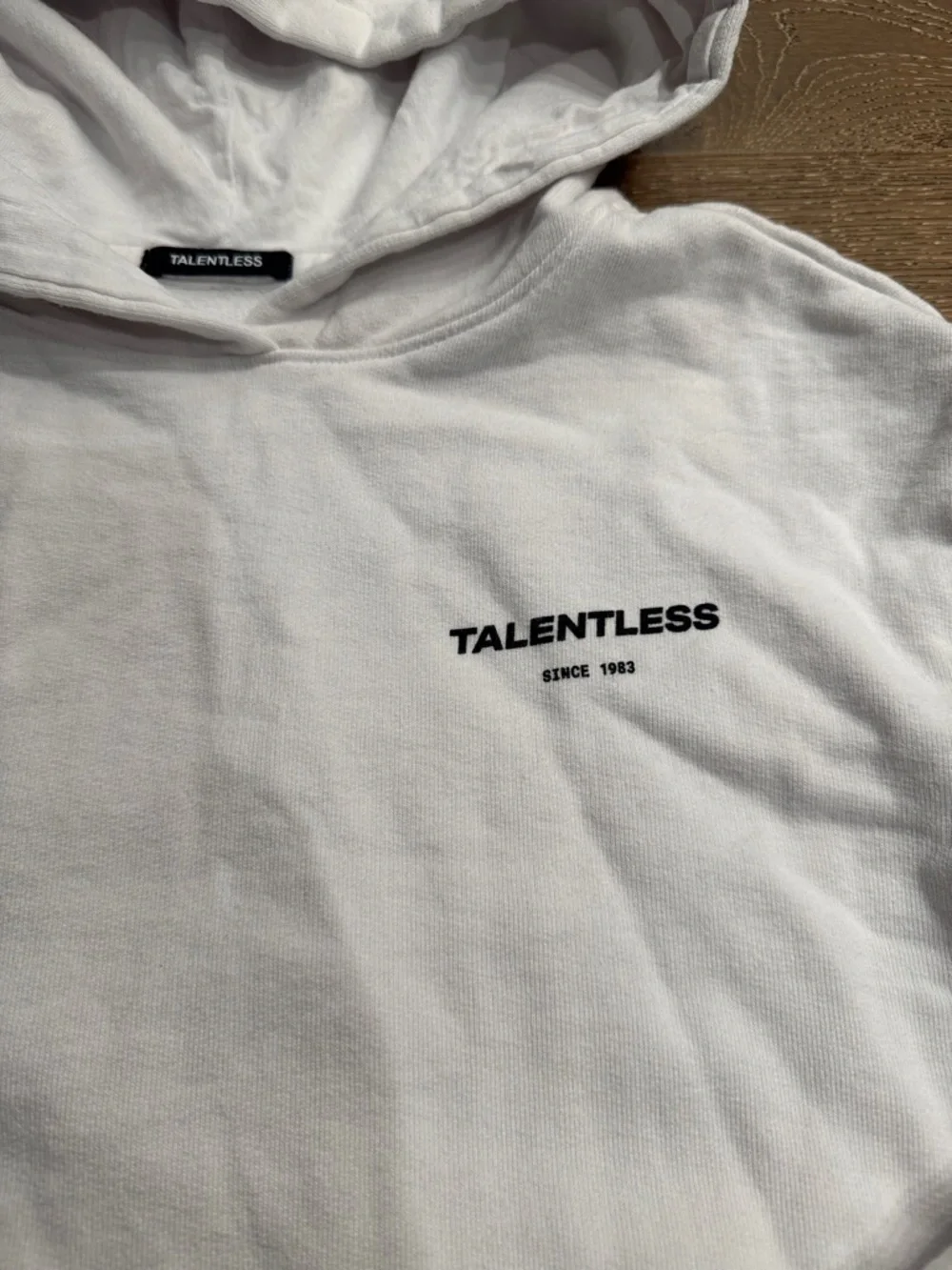 Talentless White Hoodie XS Oversized Logo Sweatshirt Pullover Streetwear Cozy - Picture 6 of 8